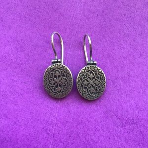 Silver medallion earrings